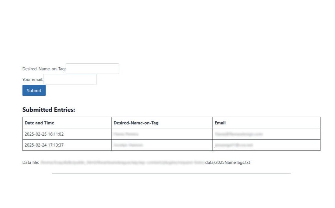 Wordpress Plugin: Request Lister screenshot