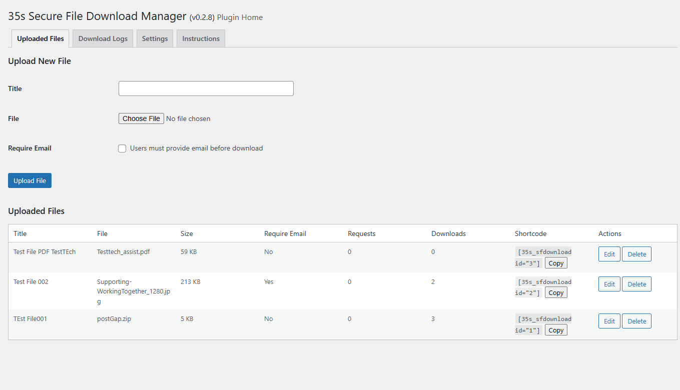 Secure File Downloads screenshot