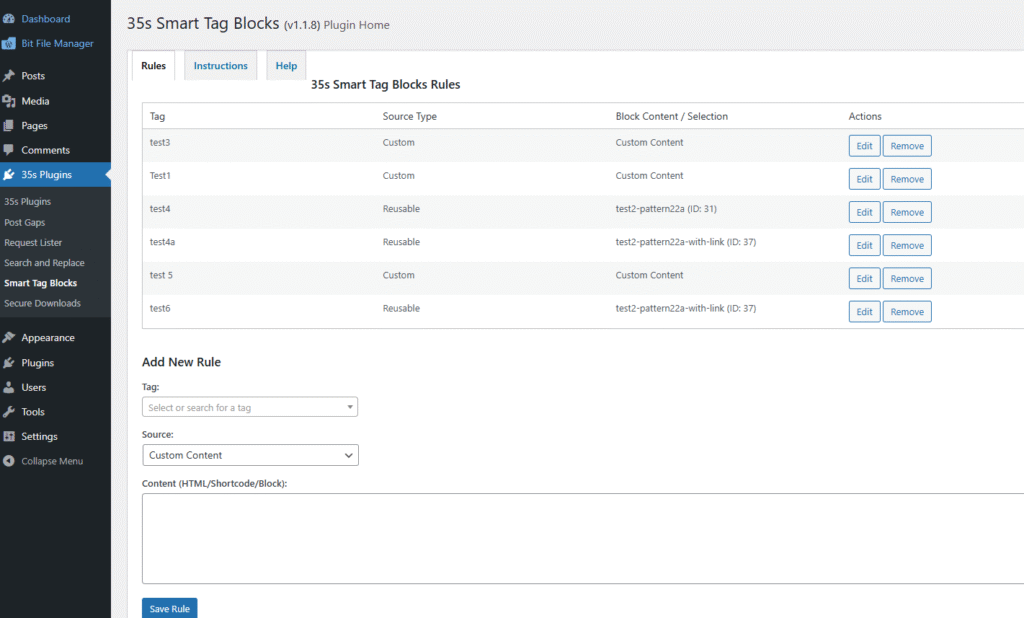 WP-Plugin: Smart Tag Blocks screenshot